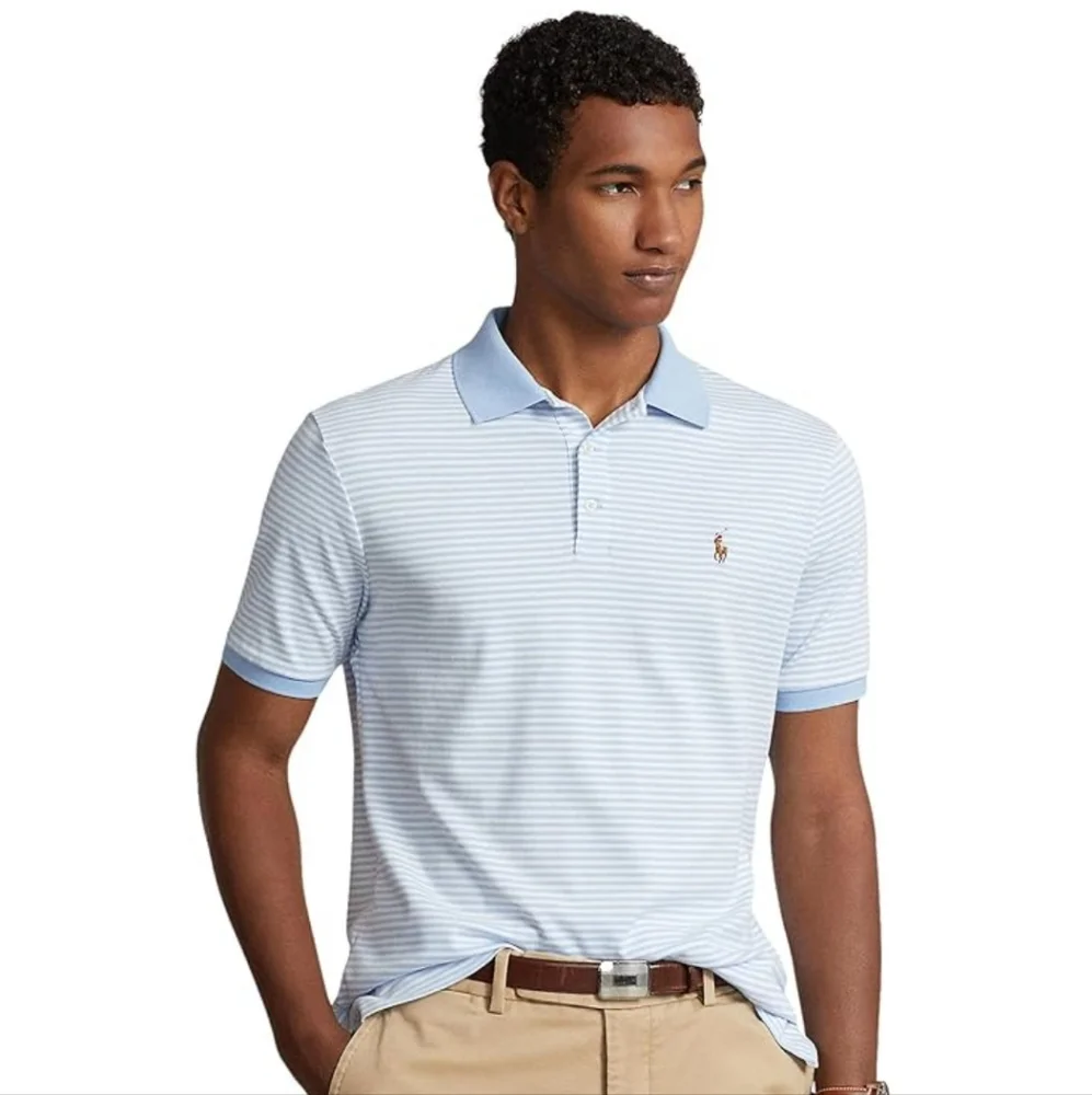 LIKE NEW Polo Ralph Lauren Soft Cotton Custom Slim Fit Polo  LG- Blue Stripe